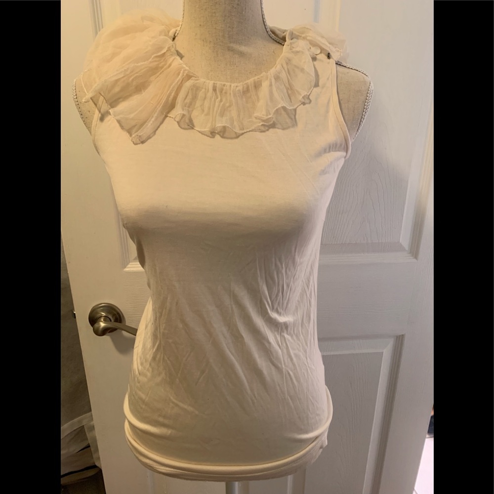 SPORTMAX LACE/SILK SLEEVELESS T-SHIRT.